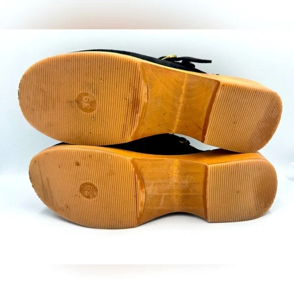 Re/Done Sz 39 70’s Classic Clogs Black suede on wooden platform - Picture 9 of 9